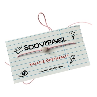 Soovipael õpetajale tahutud roosa kvartsiga 6mm