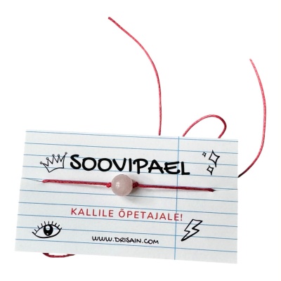 Soovipael õpetajale roosa kvartsiga 8mm