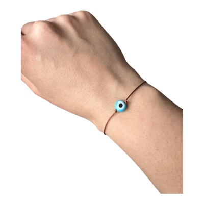 Käepael lapiku helesinise EVIL EYE helmega 8mm